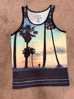 Men's Sunset Palm Tank Top - Multicolor